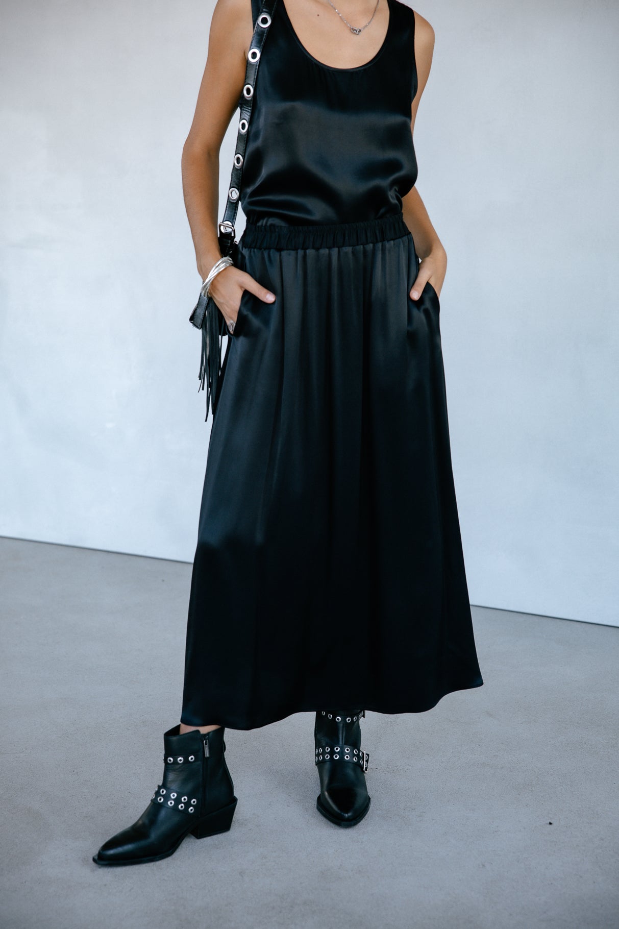 Jupe longue fluide Woman Jendale Silk black | Freeman T. Porter