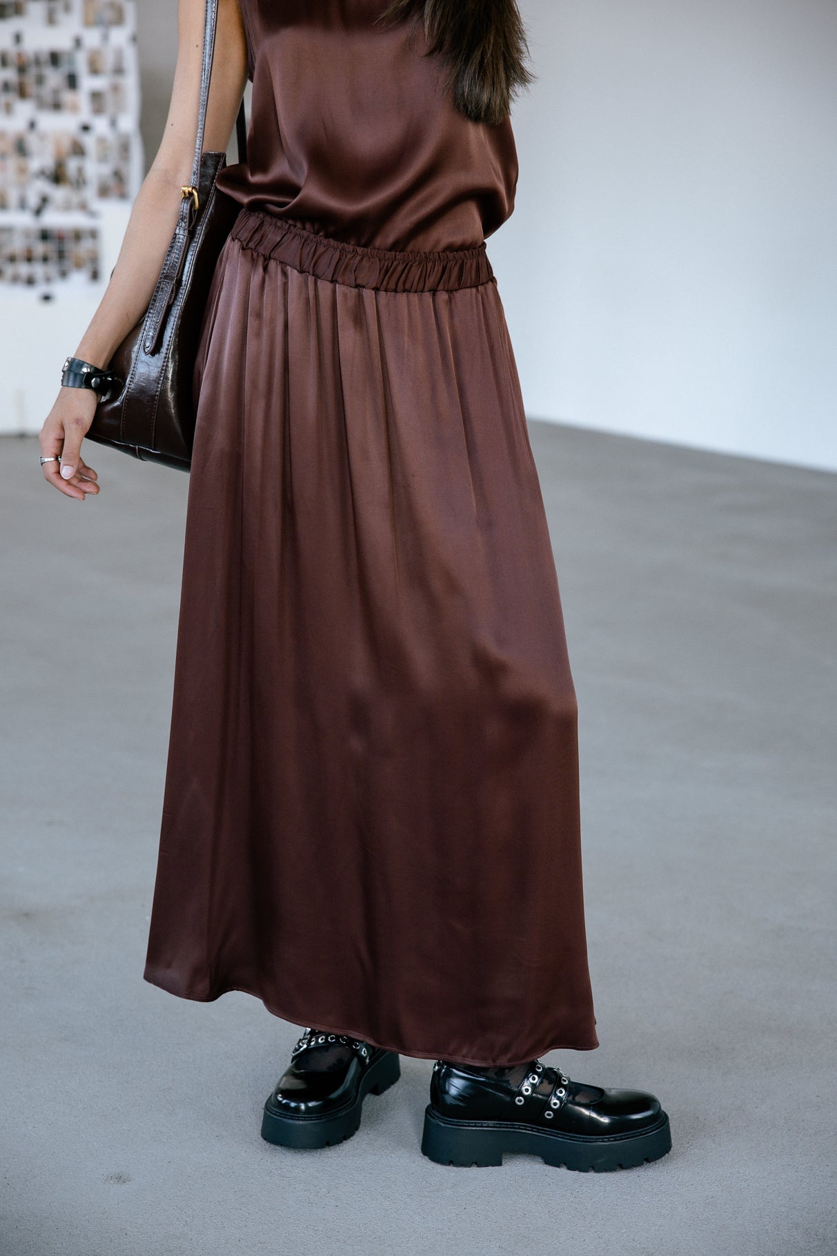 Jupe longue fluide Woman Jendale Silk hot chocolate | Freeman T. Porter