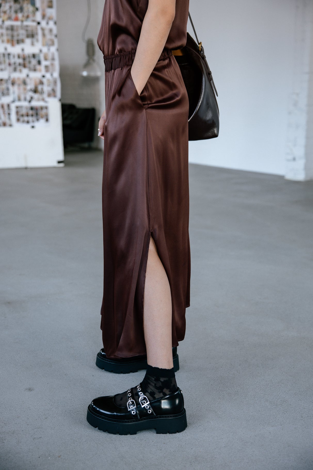 Jupe longue fluide Woman Jendale Silk hot chocolate | Freeman T. Porter