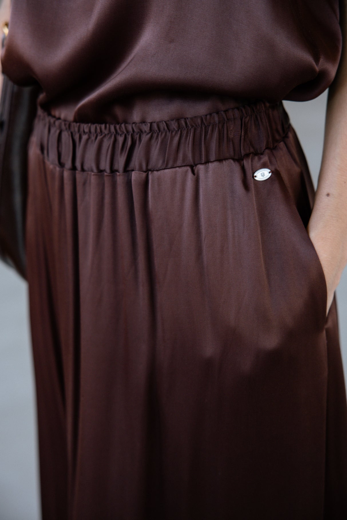 Jupe longue fluide Femme Jendale Silk hot chocolate | Freeman T. Porter