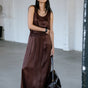 Long fluid skirt Woman Jendale Silk hot chocolate | Freeman T. Porter