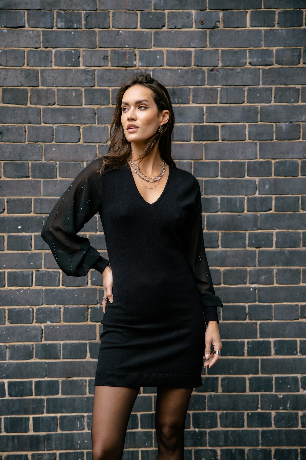 Robe courte Frau Rosaland Strass black | Freeman T. Porter
