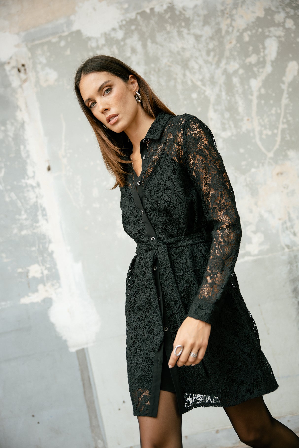 Robe chemise Femme Ressay Lace black | Freeman T. Porter