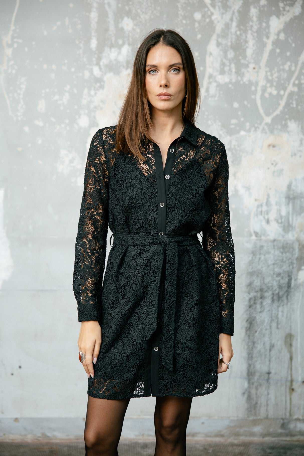 Robe chemise Frau Ressay Lace black | Freeman T. Porter