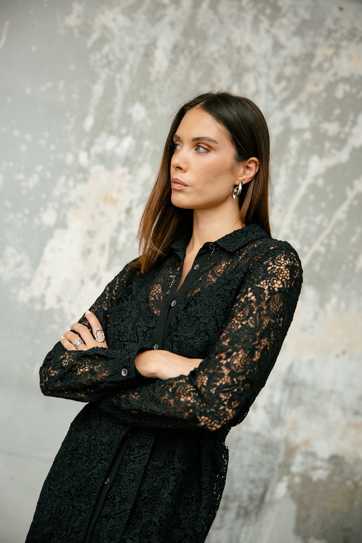 Robe chemise Femme Ressay Lace black | Freeman T. Porter