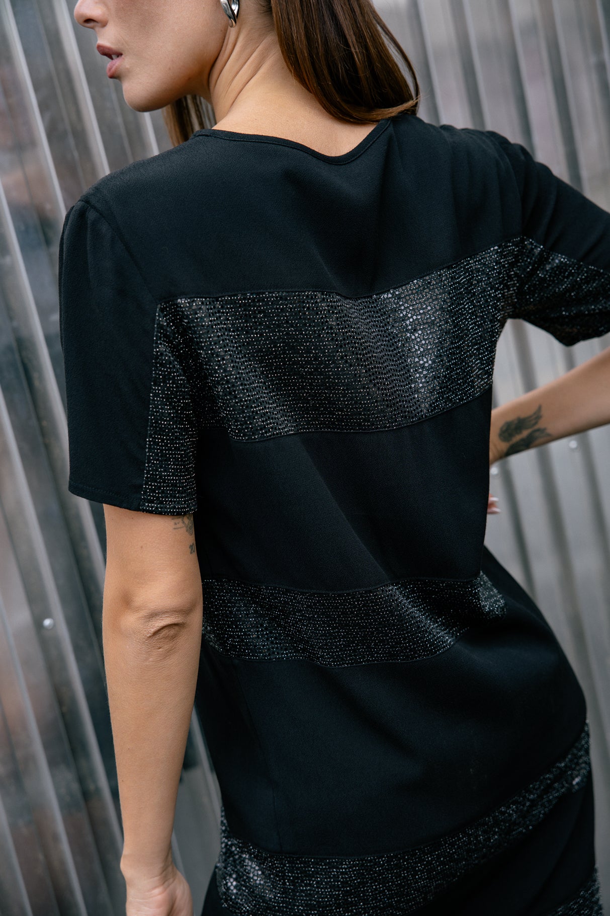 Robe à sequins Femme Ritchie Stripe black | Freeman T. Porter