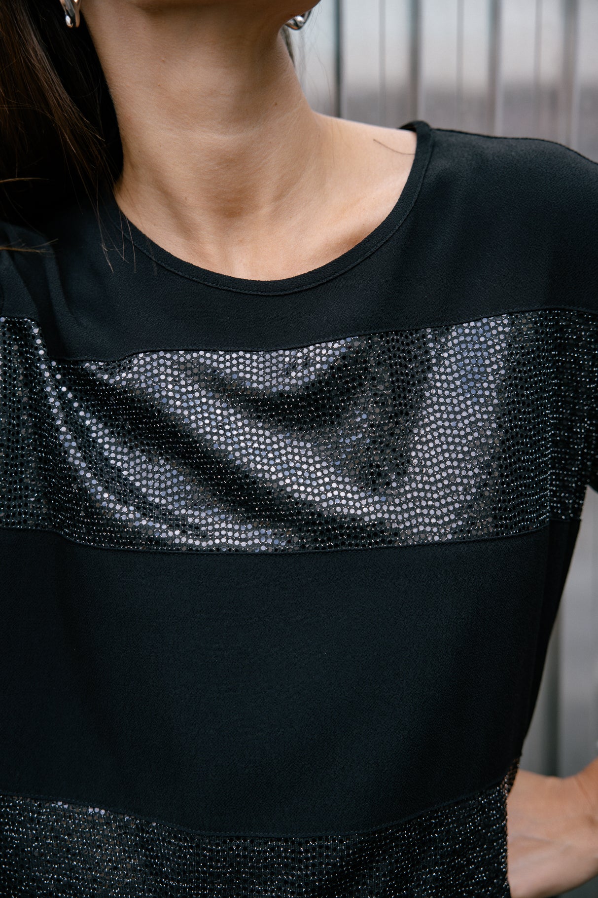 Robe à sequins Femme Ritchie Stripe black | Freeman T. Porter