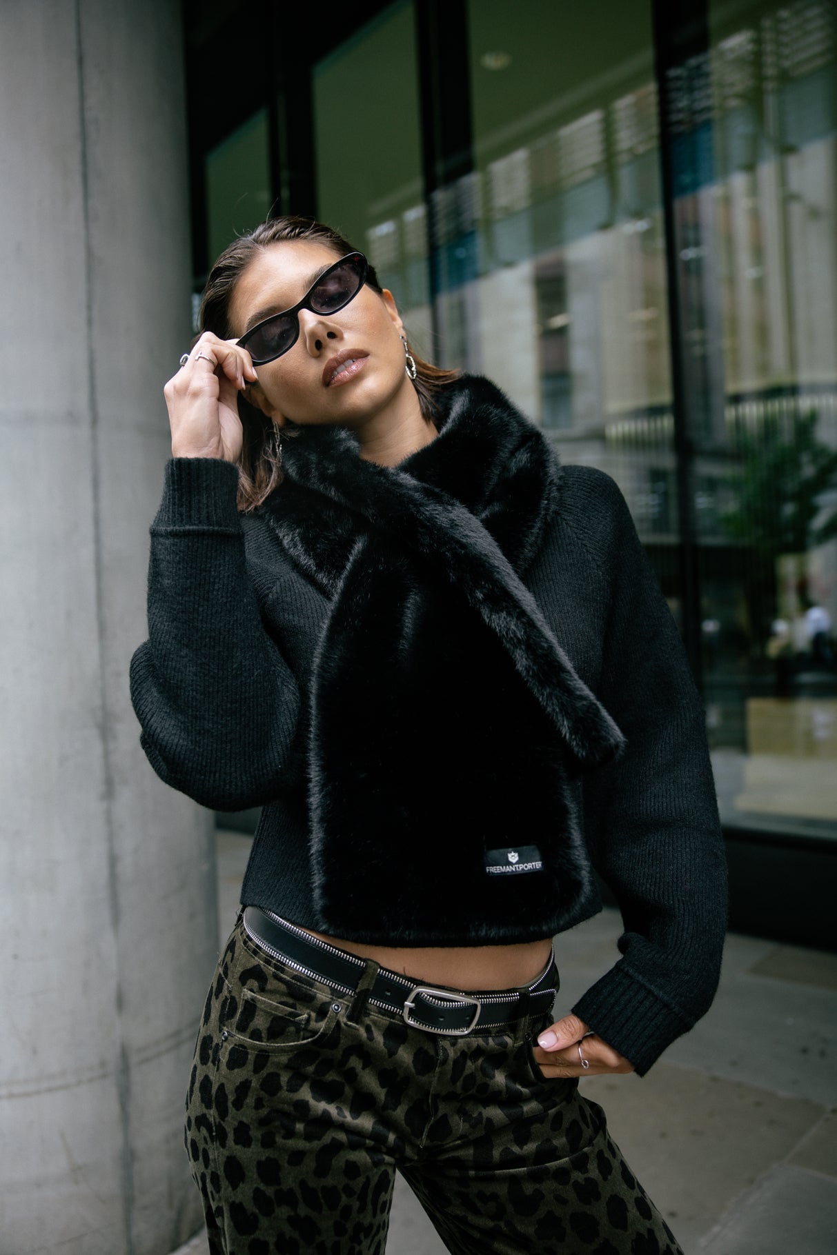 Écharpe Femme Livie Plain Fur black | Freeman T. Porter