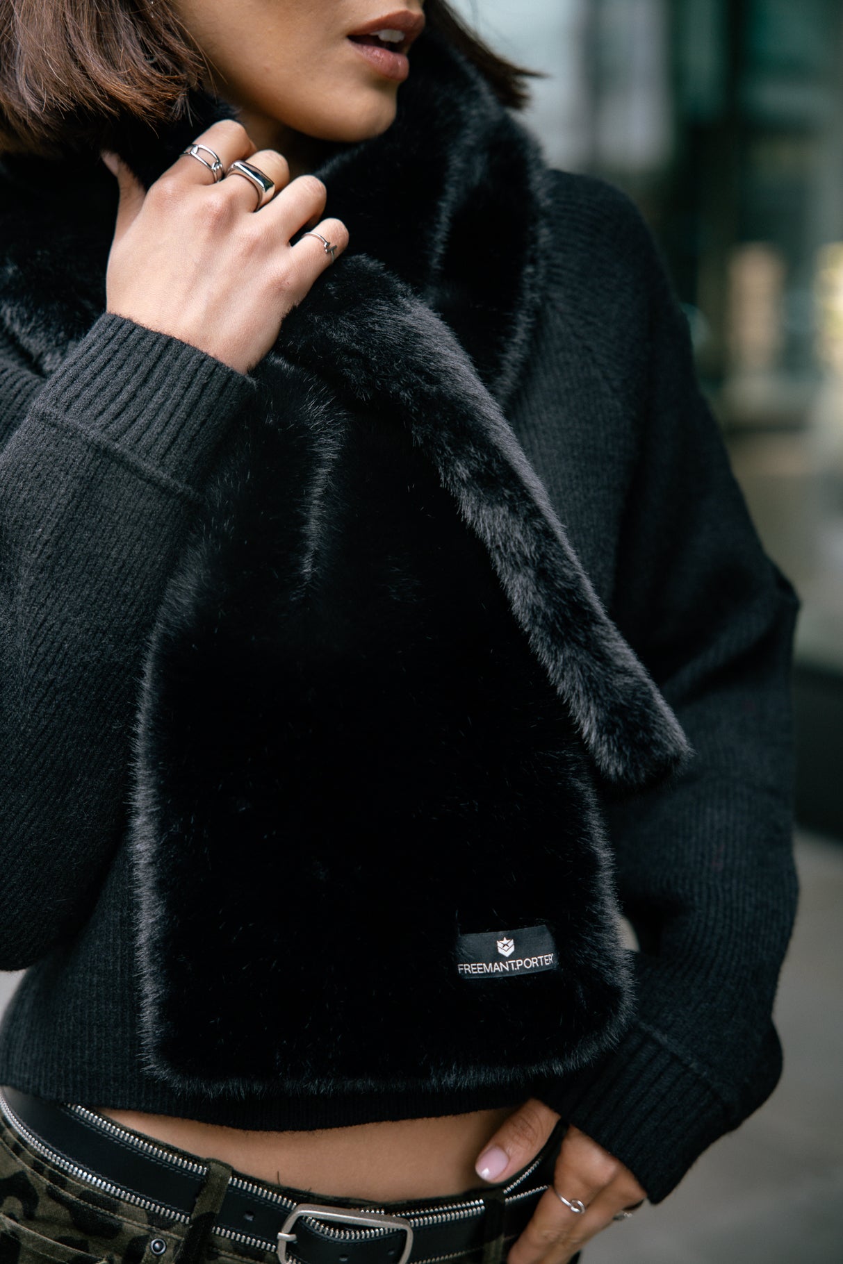 Écharpe Femme Livie Plain Fur black | Freeman T. Porter
