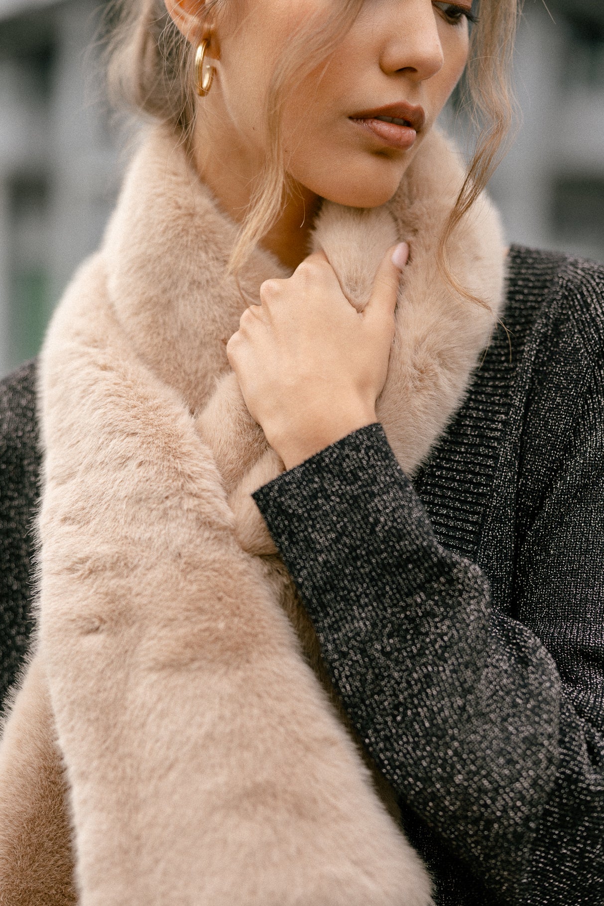 Écharpe  Femme Livie Plain Fur fauve | Freeman T. Porter