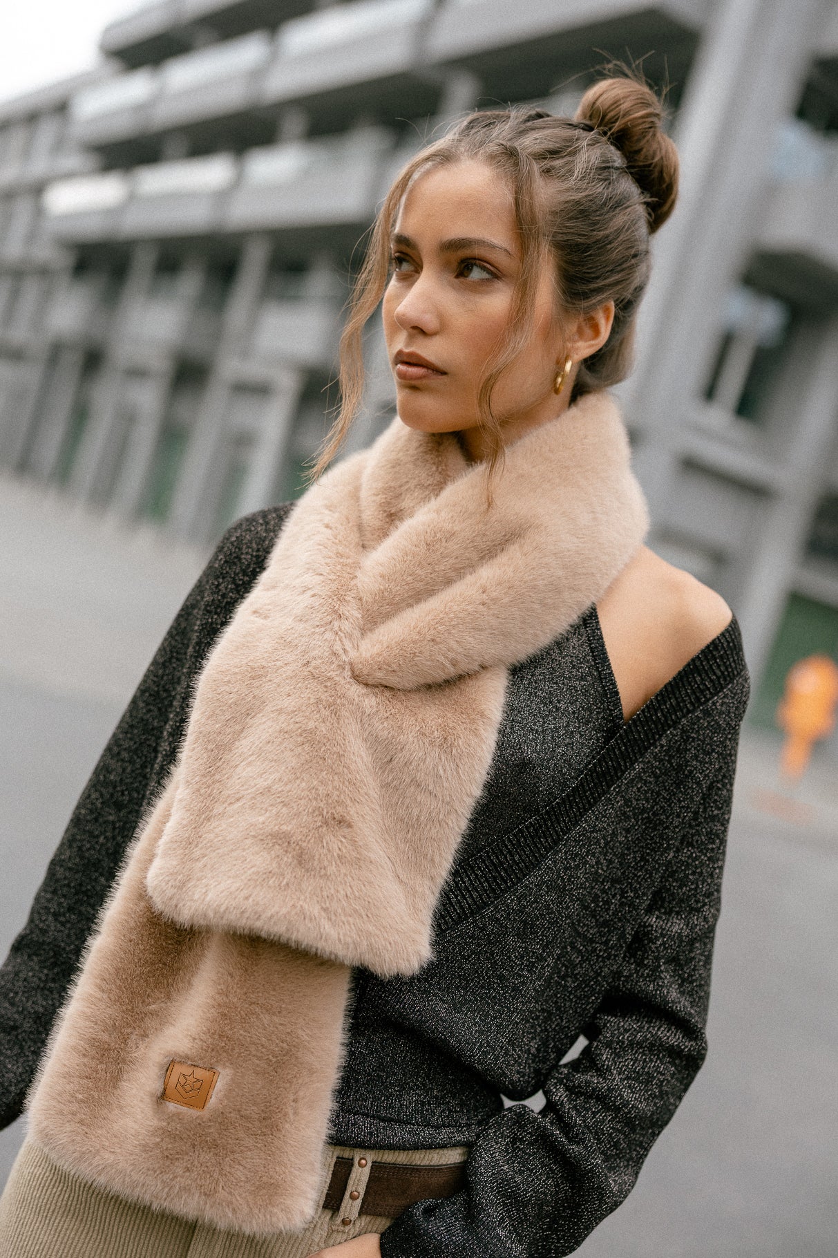 Écharpe  Femme Livie Plain Fur fauve | Freeman T. Porter