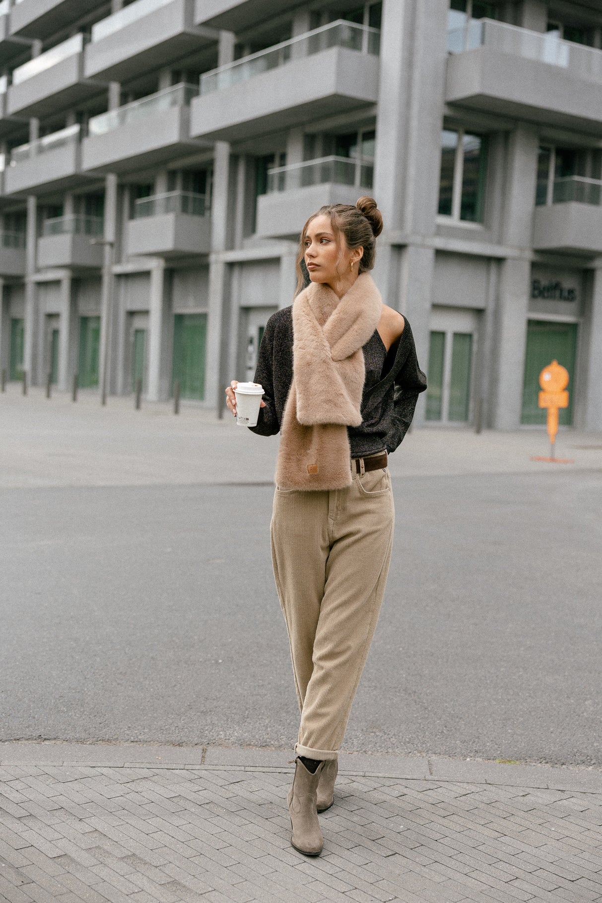 Écharpe  Femme Livie Plain Fur fauve | Freeman T. Porter