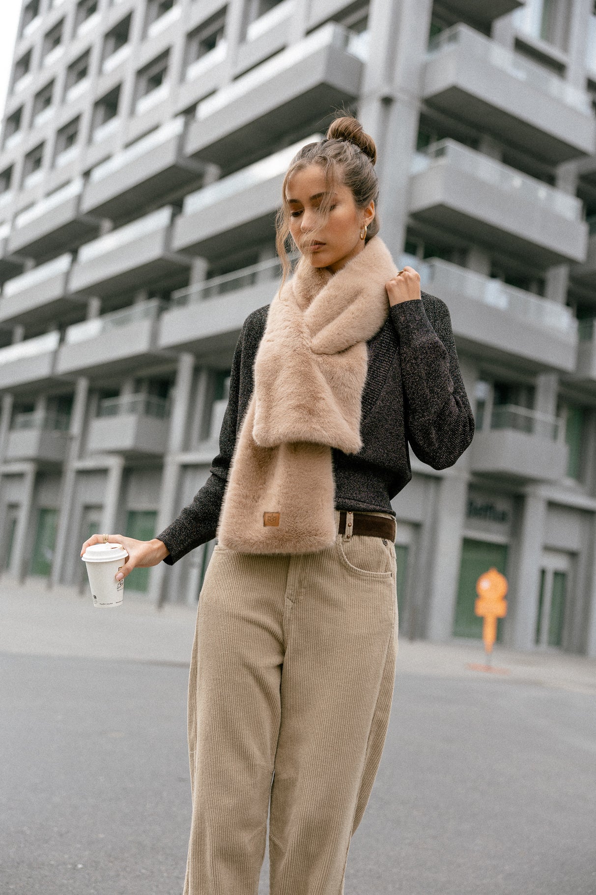 Écharpe Femme Livie Plain Fur fauve | Freeman T. Porter