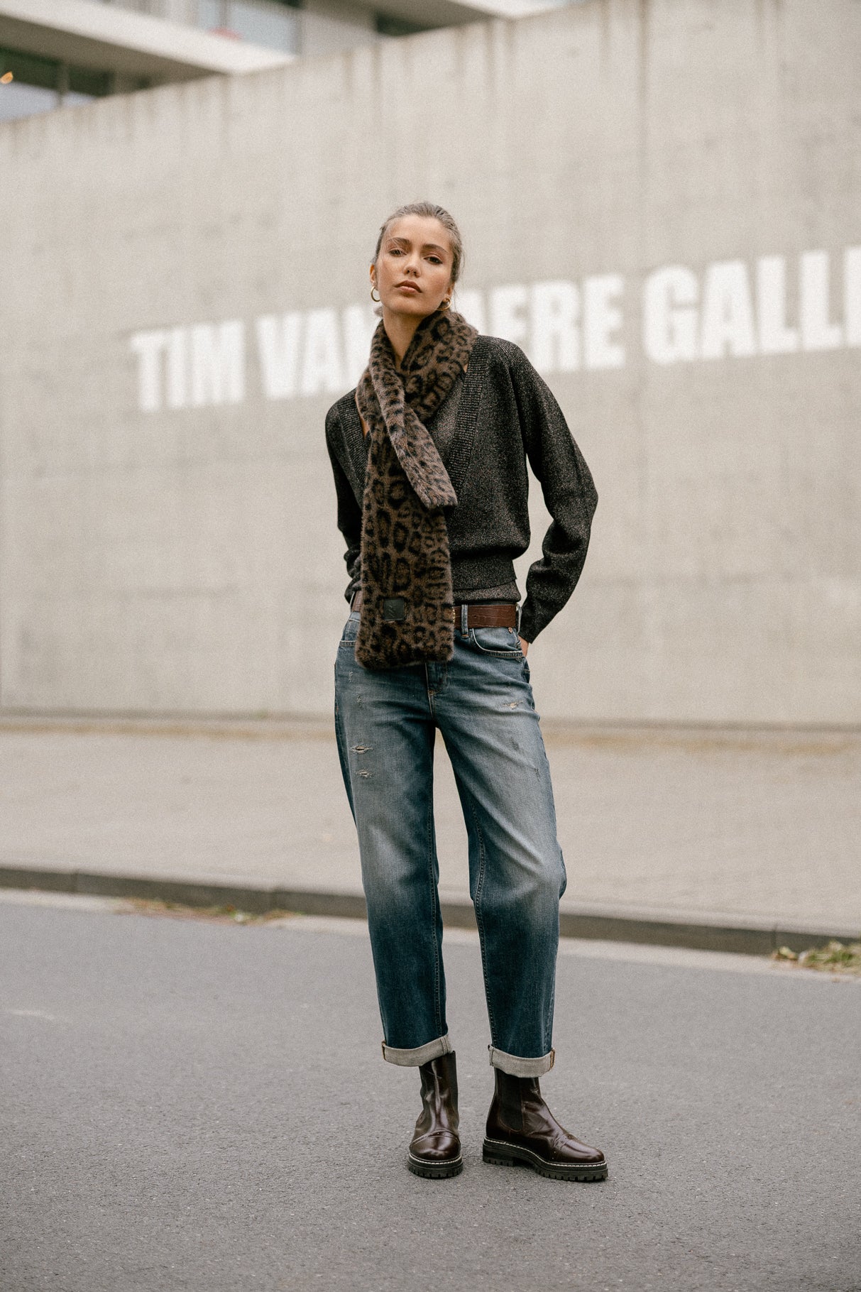 Écharpe  Femme Livie Leo Fur dark grey | Freeman T. Porter