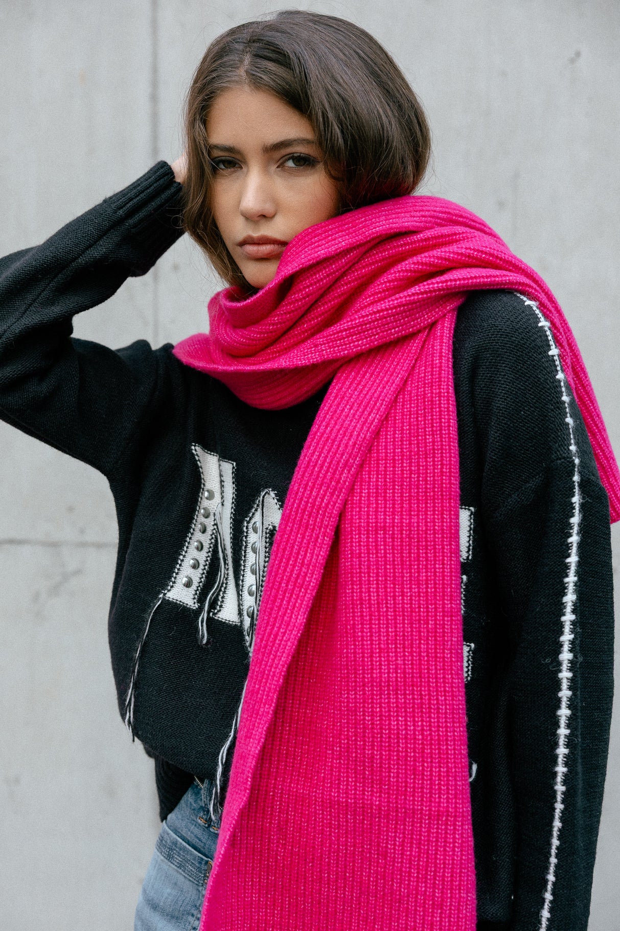 Écharpe  Femme Elina Plain fushia rose | Freeman T. Porter