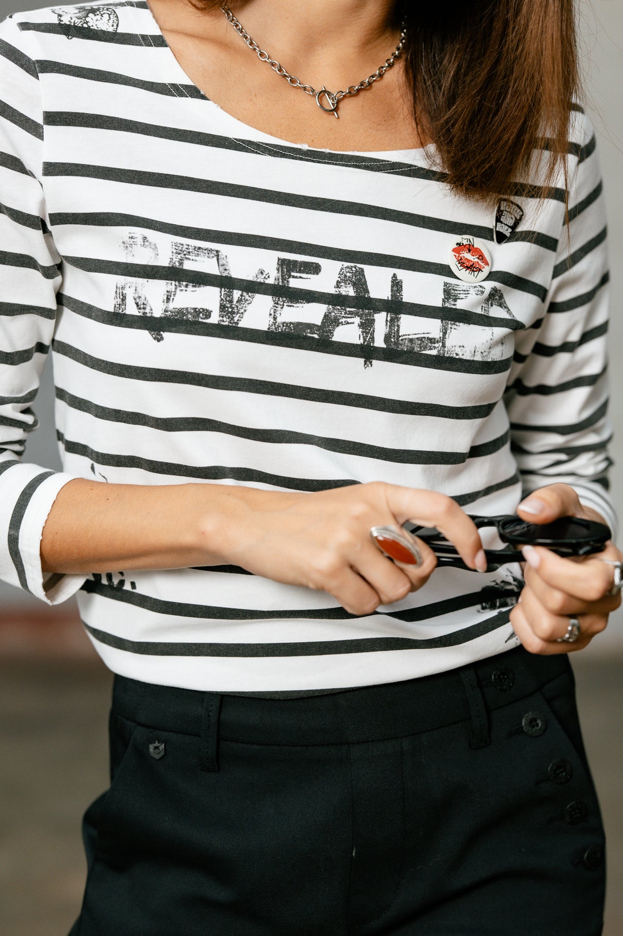 T-shirt manches longues Femme Twiggy Stripes white | Freeman T. Porter