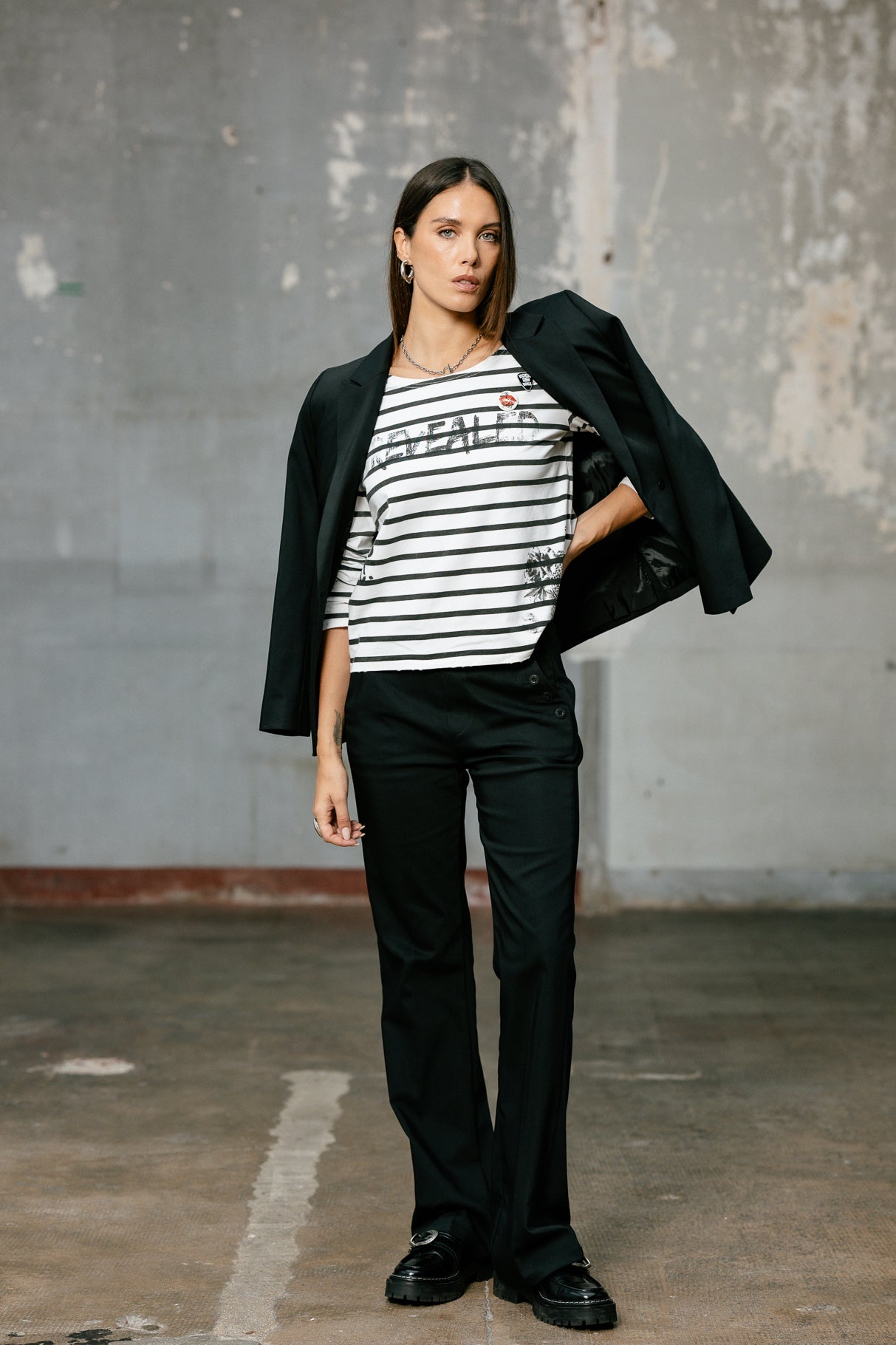T-shirt manches longues Femme Twiggy Stripes white | Freeman T. Porter