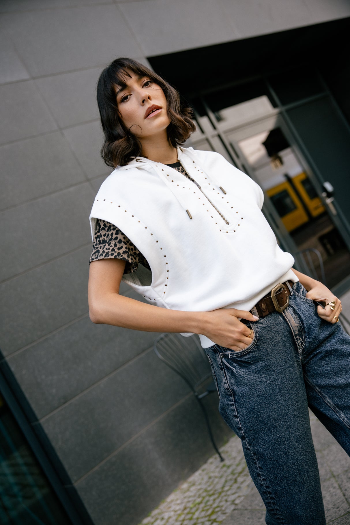 Sweatshirt sans manche Femme Sogan ecru | Freeman T. Porter