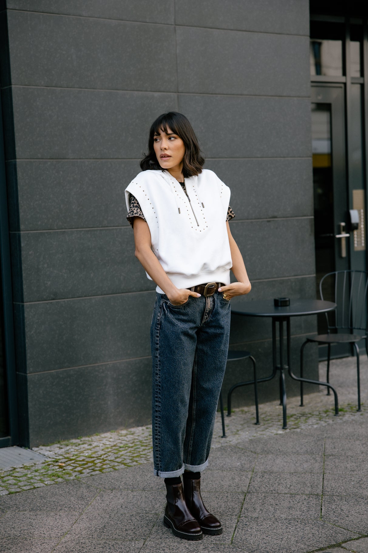 Sweatshirt sans manche Femme Sogan ecru | Freeman T. Porter