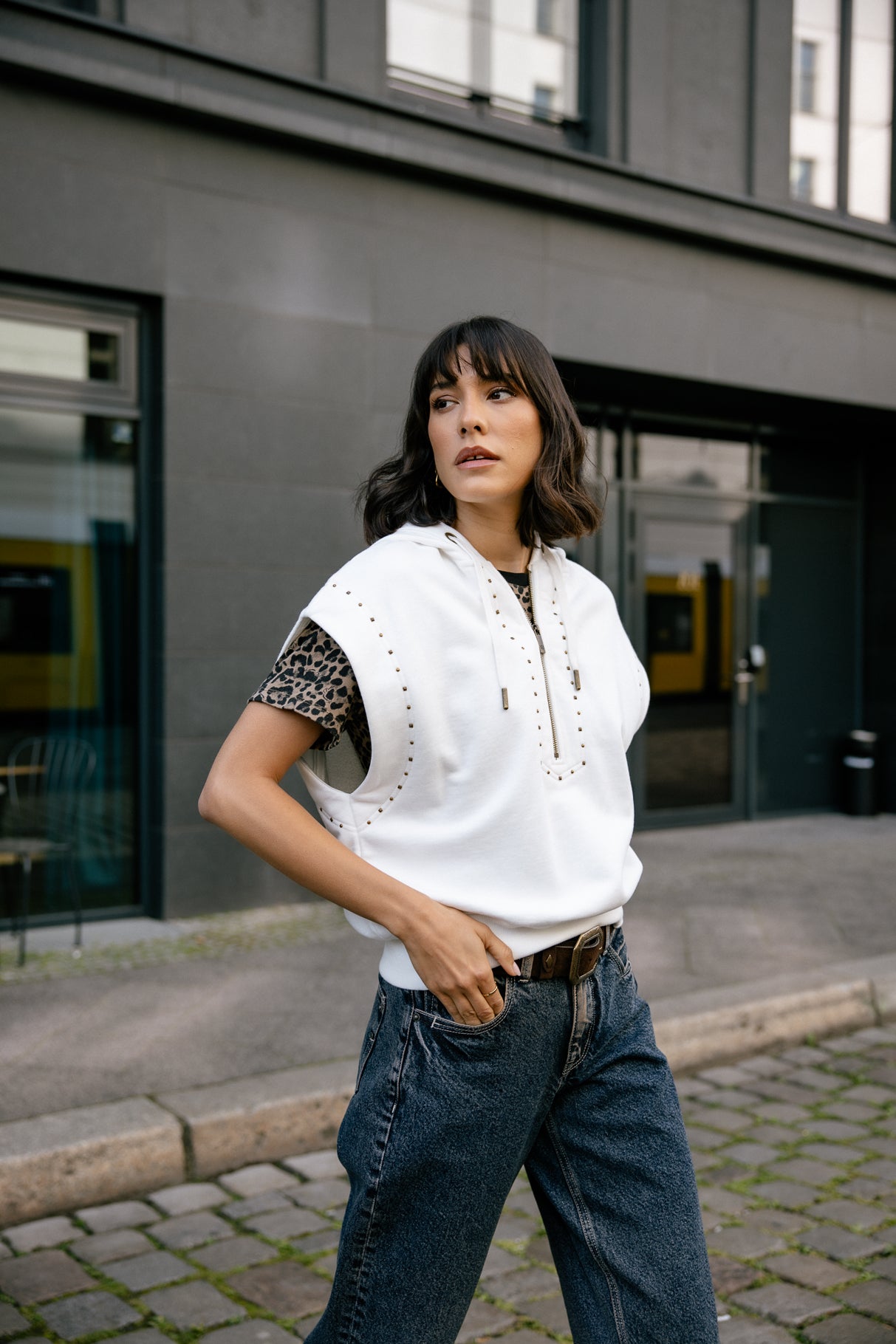 Sweatshirt sans manche Femme Sogan ecru | Freeman T. Porter