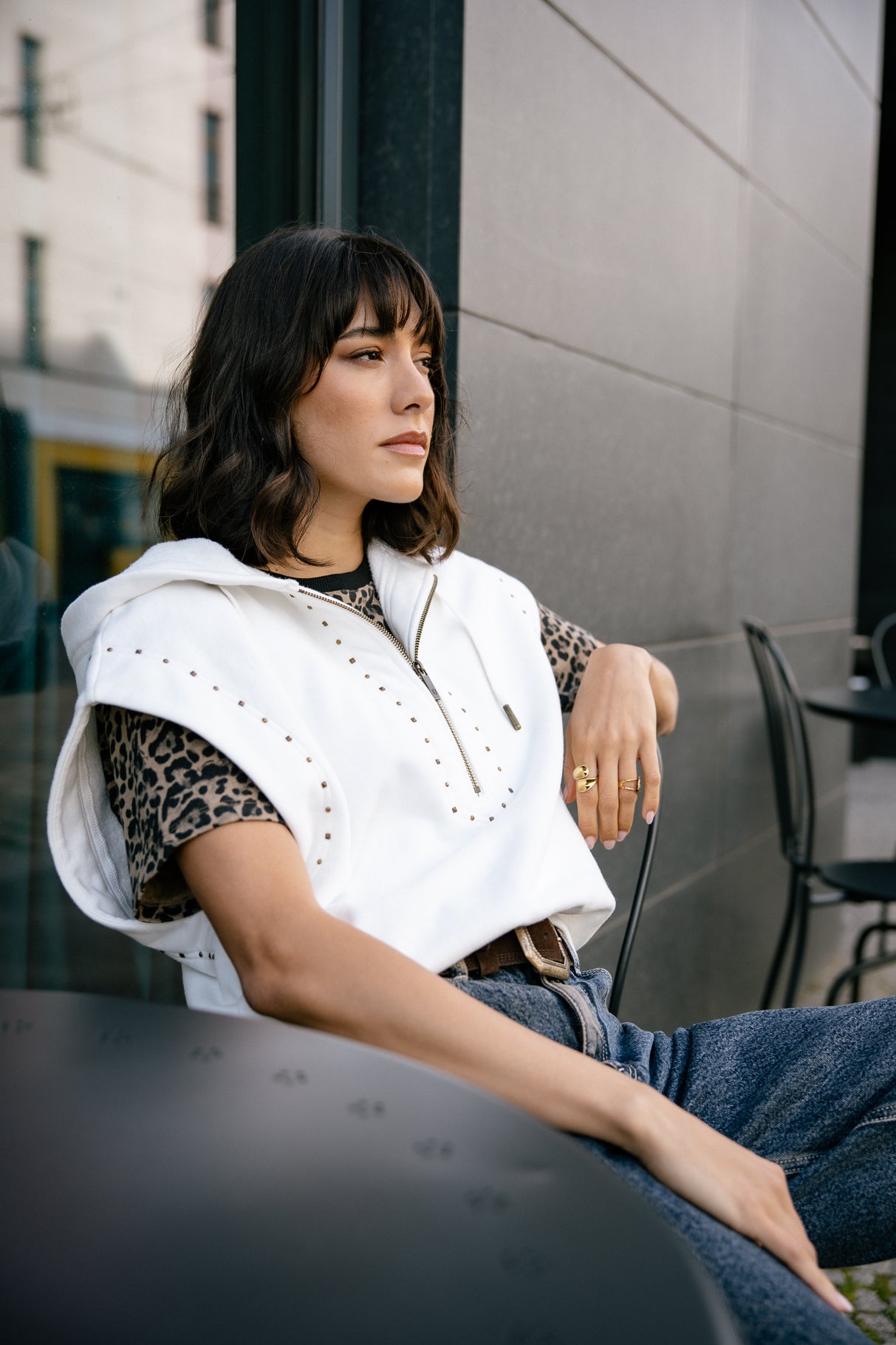 Sweatshirt sans manche Femme Sogan ecru | Freeman T. Porter
