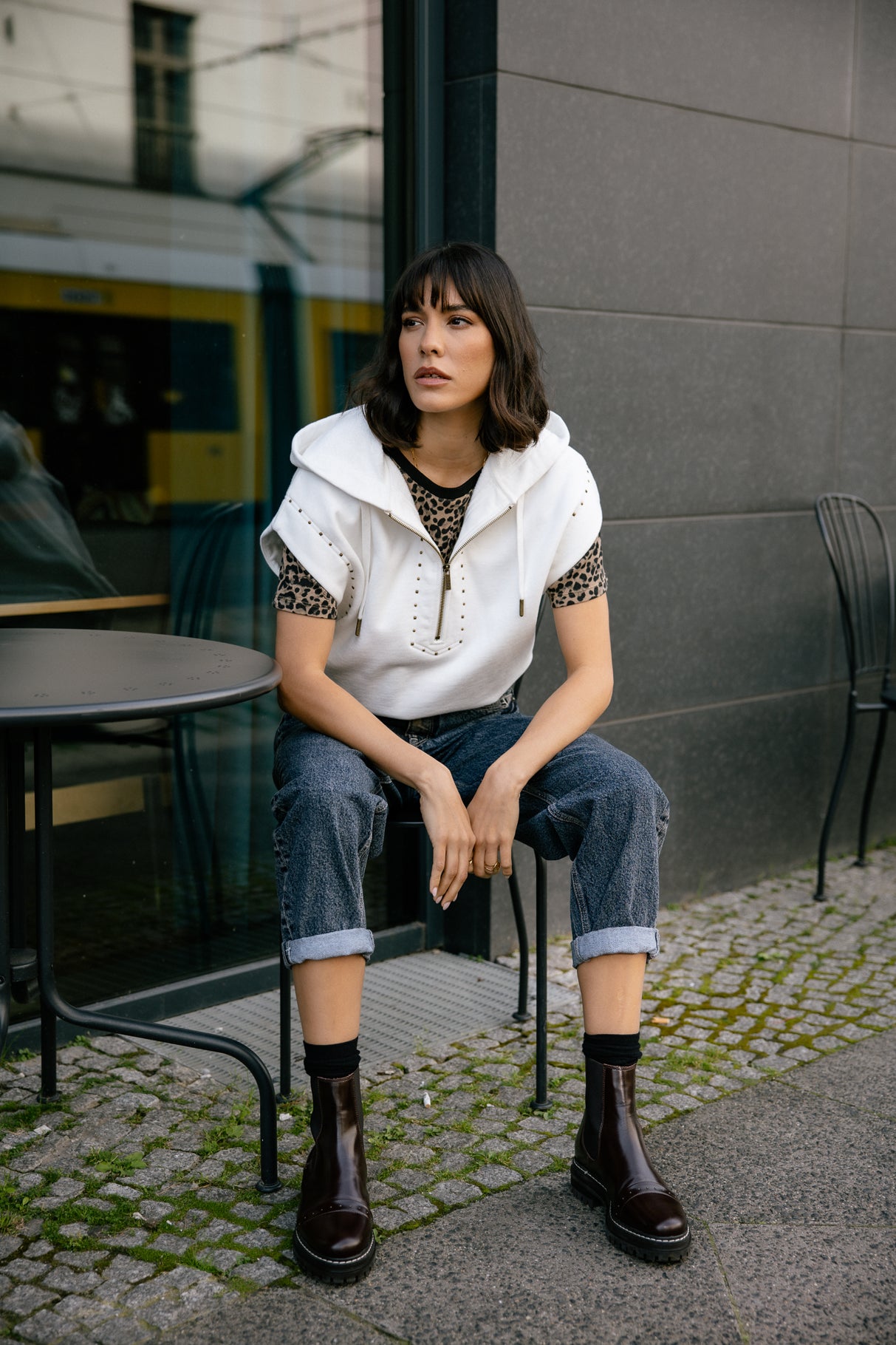 Sweatshirt sans manche Femme Sogan ecru | Freeman T. Porter