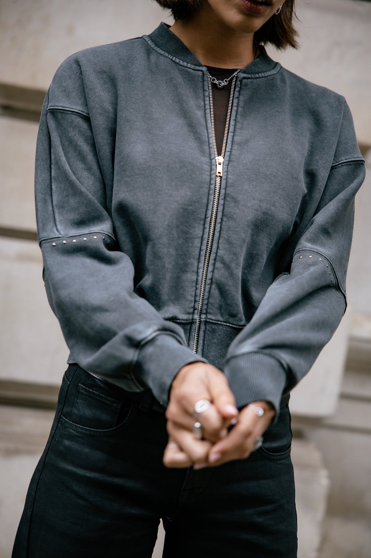 Veste ample zippée Femme Solome old black | Freeman T. Porter