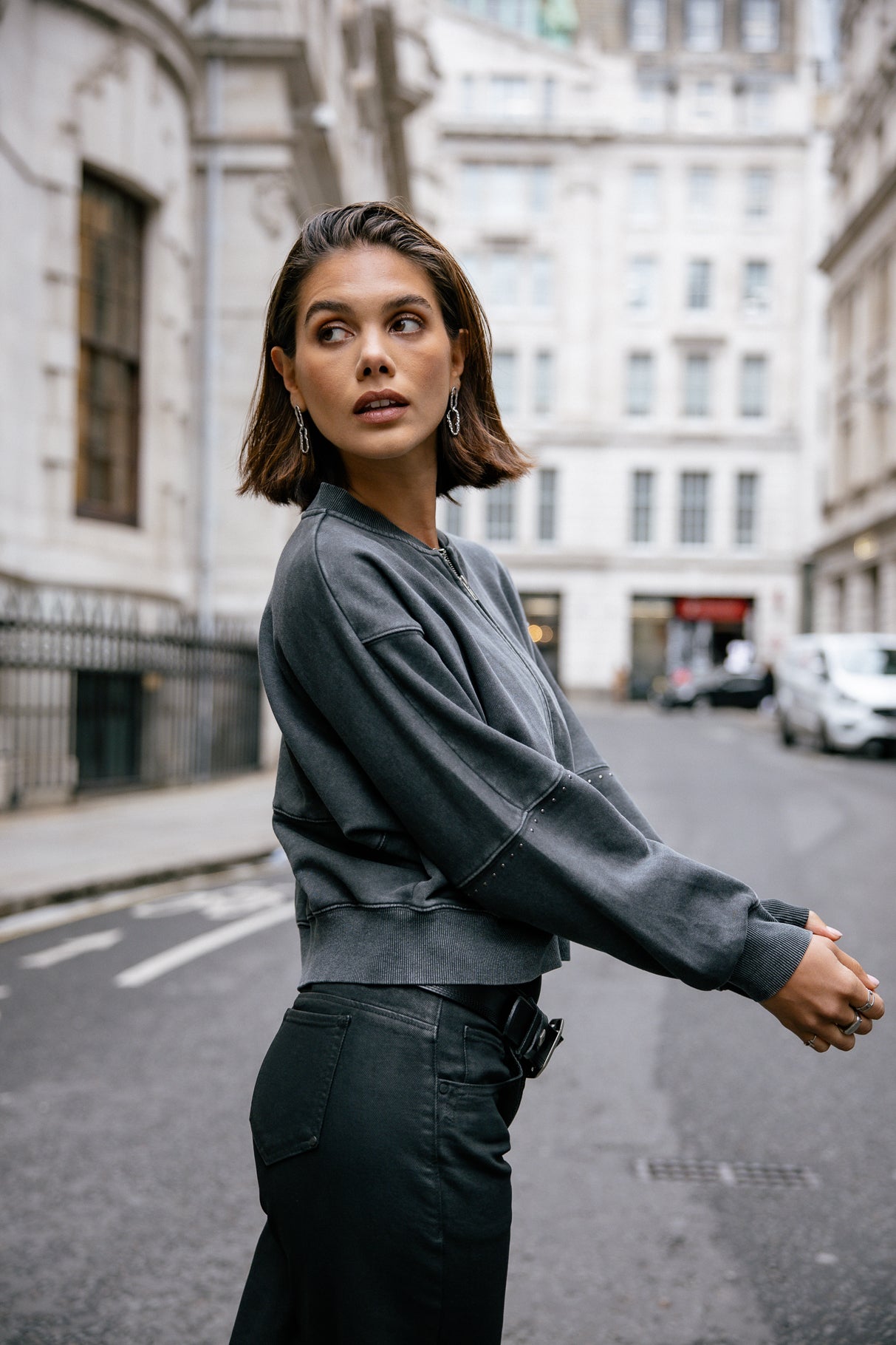 Veste ample zippée Femme Solome old black | Freeman T. Porter