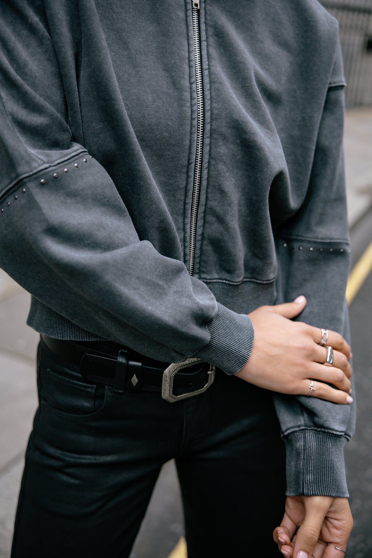 Veste ample zippée Femme Solome old black | Freeman T. Porter