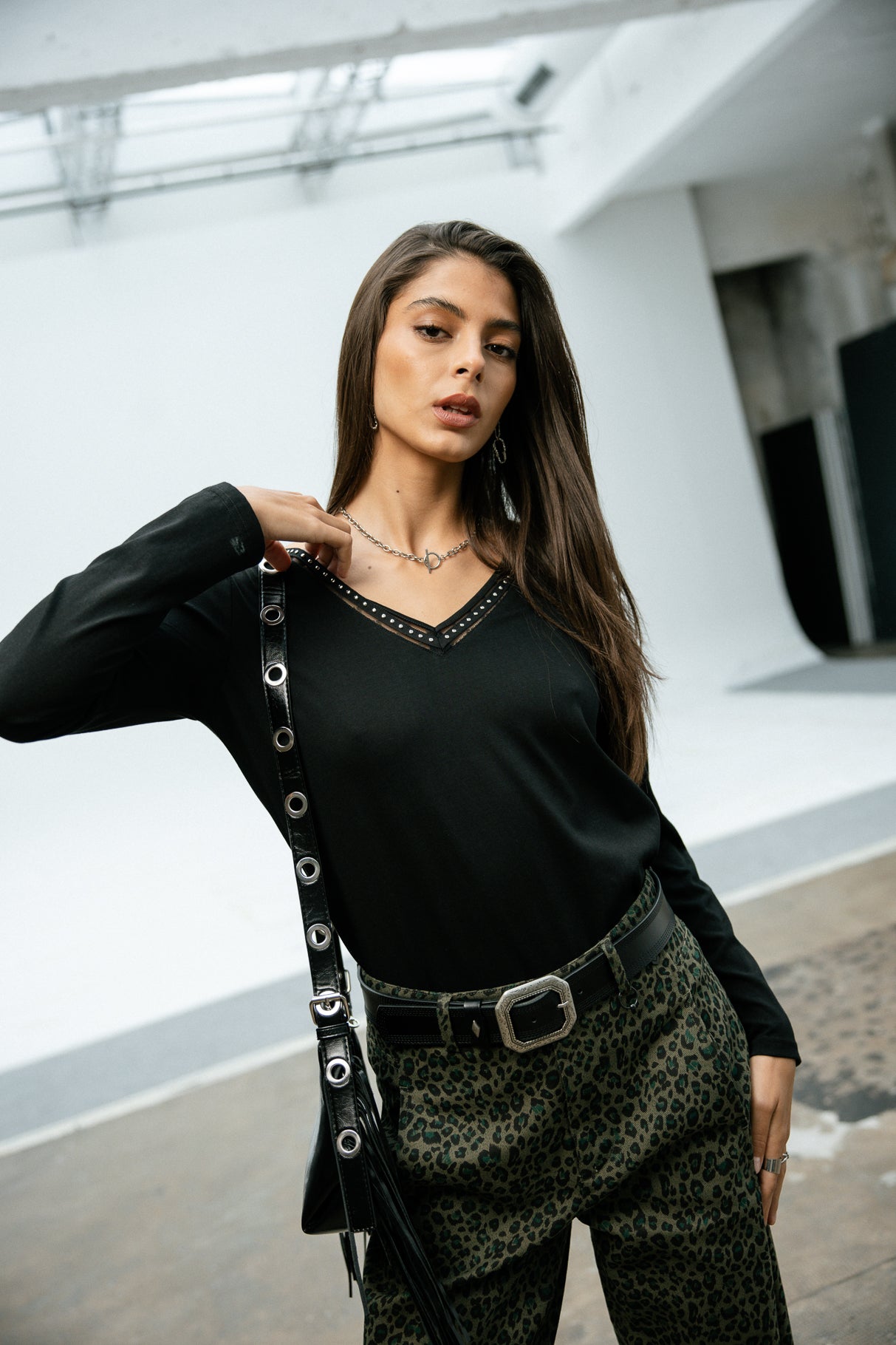 T-shirt avec rivets Frau Torina Studs black | Freeman T. Porter
