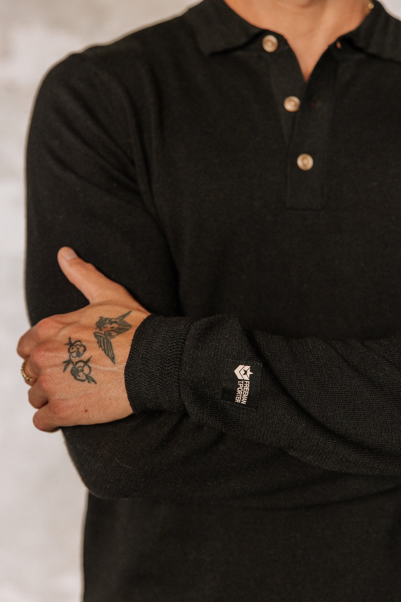 Polo en maille Hombres Mathew Dendra black | Freeman T. Porter