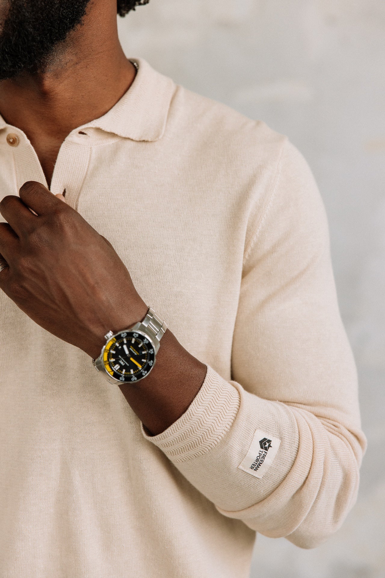 Polo en maille Hombres Mathew Dendra beige melange | Freeman T. Porter
