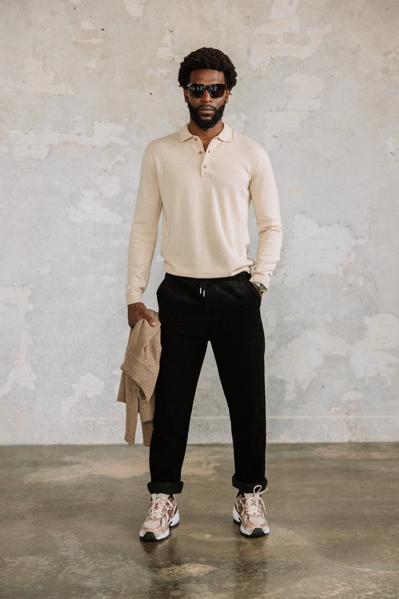 Polo en maille Hombres Mathew Dendra beige melange | Freeman T. Porter