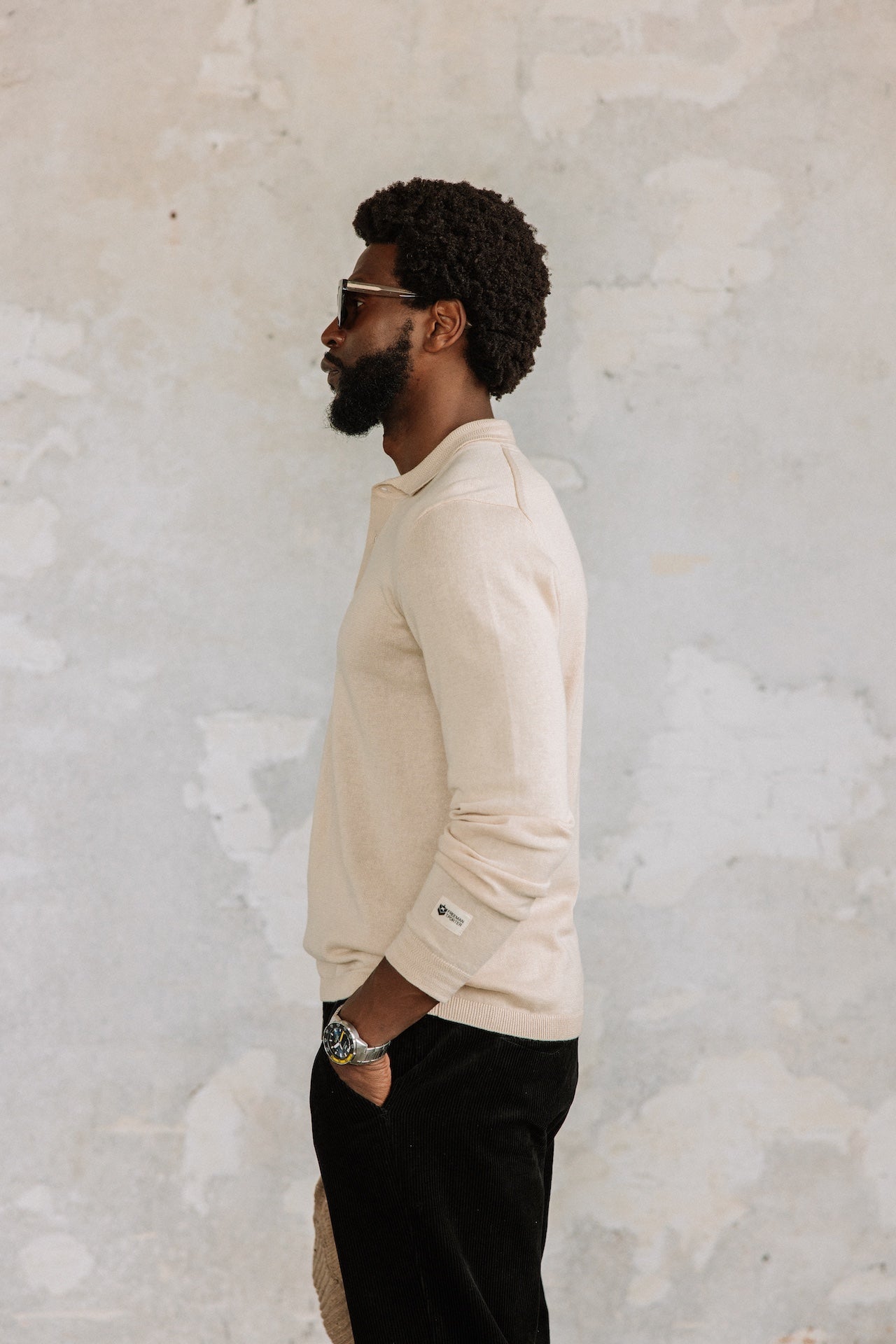 Polo en maille Hombres Mathew Dendra beige melange | Freeman T. Porter