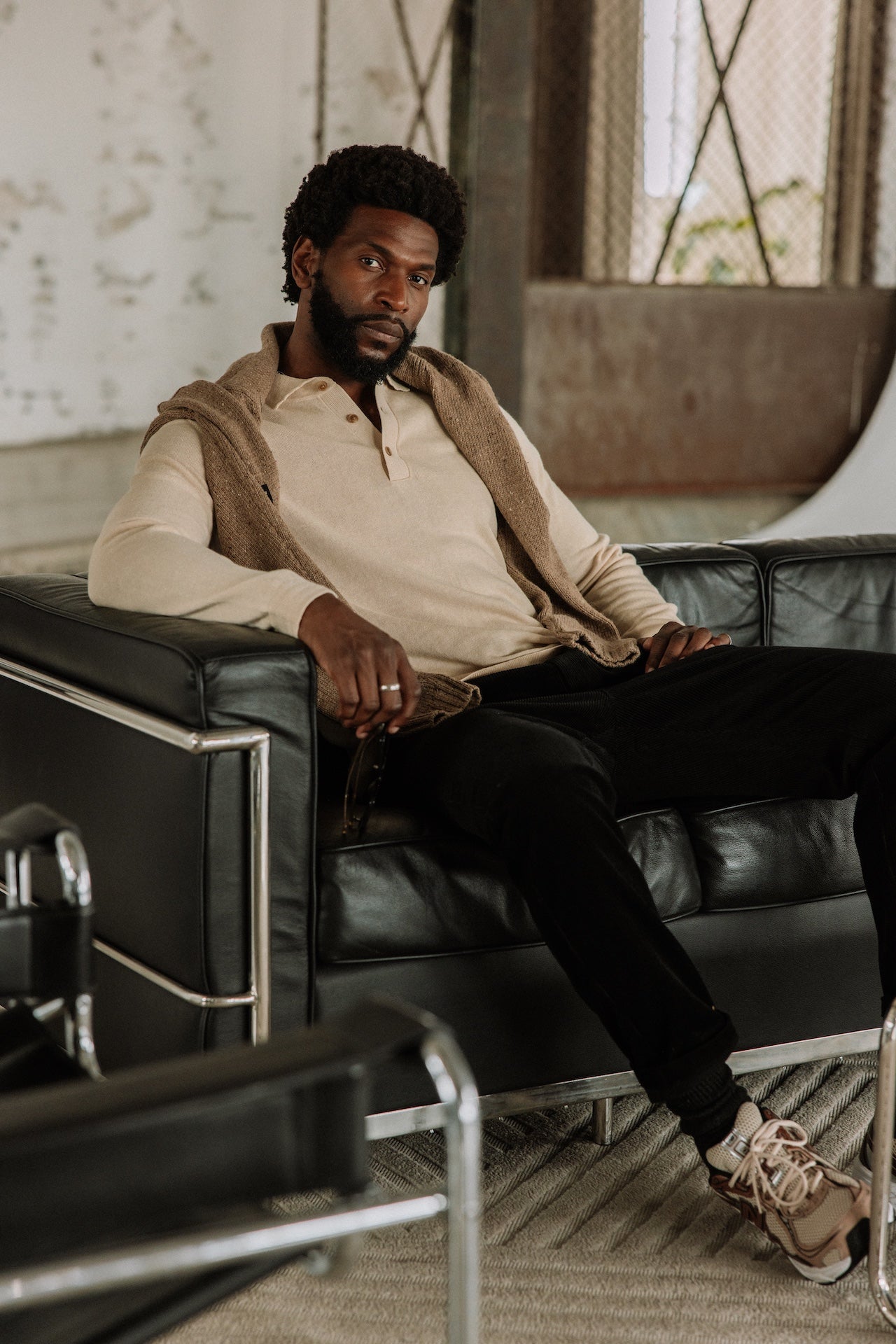 Polo en maille Hombres Mathew Dendra beige melange | Freeman T. Porter