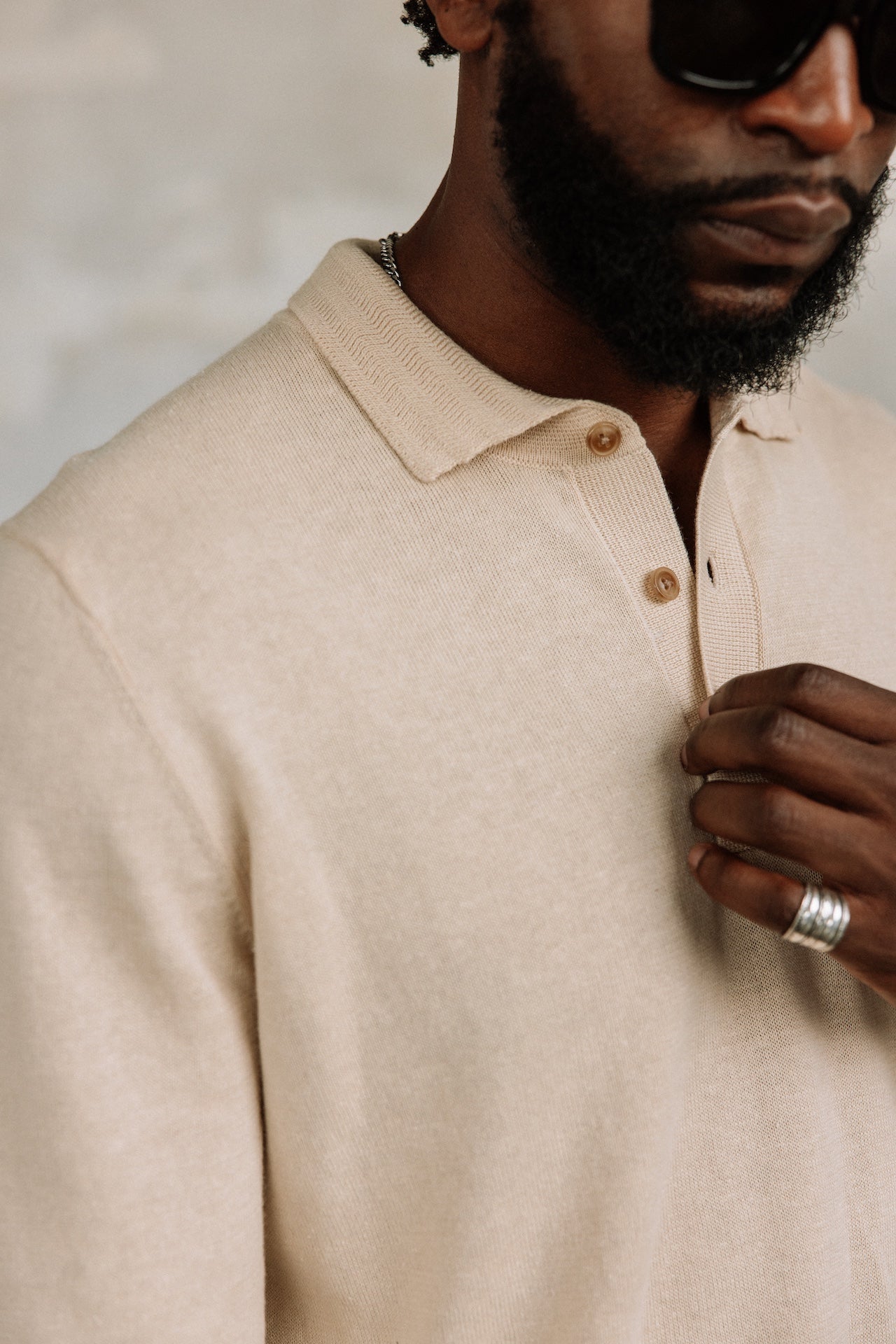 Polo en maille Hombres Mathew Dendra beige melange | Freeman T. Porter