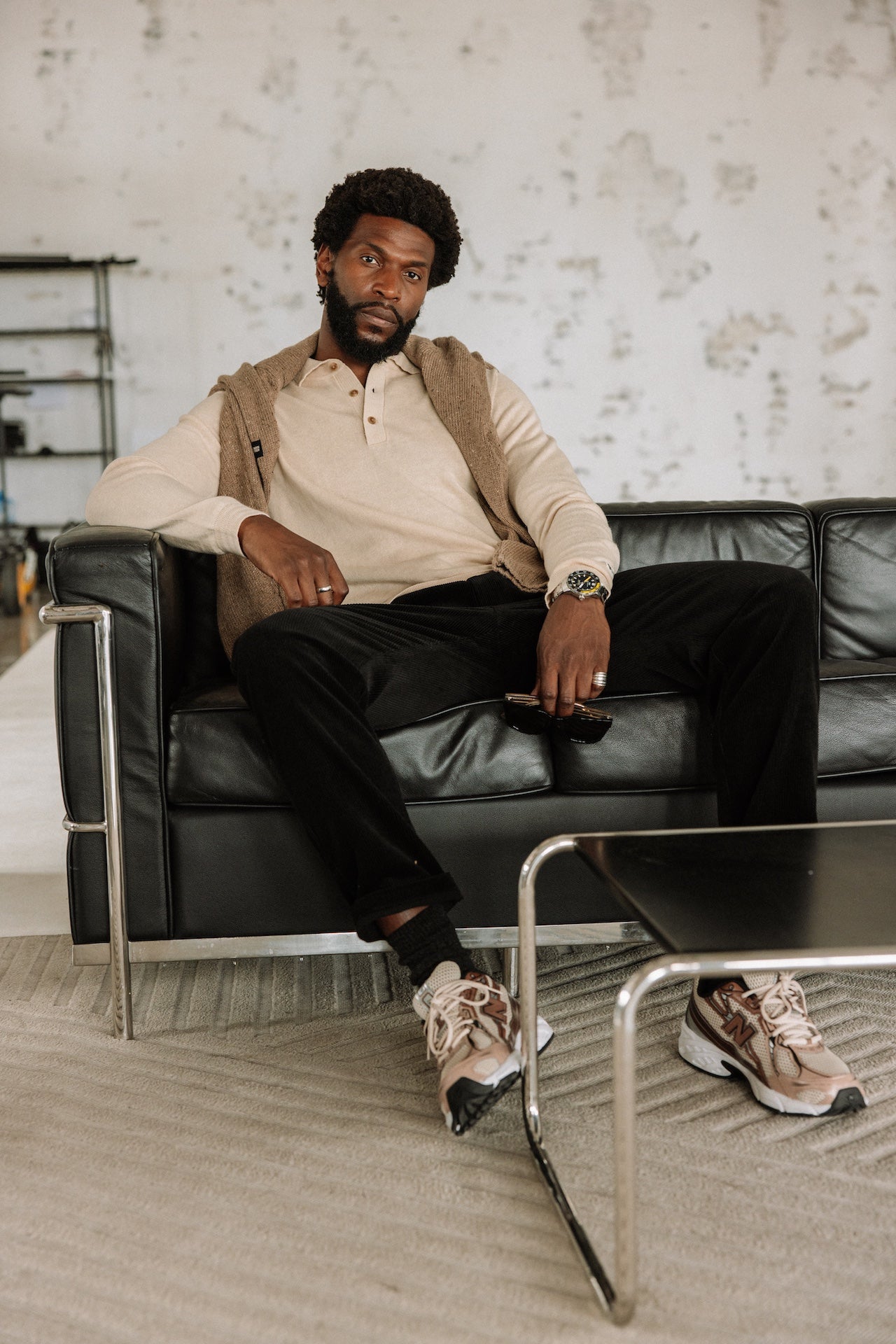 Polo en maille Hombres Mathew Dendra beige melange | Freeman T. Porter