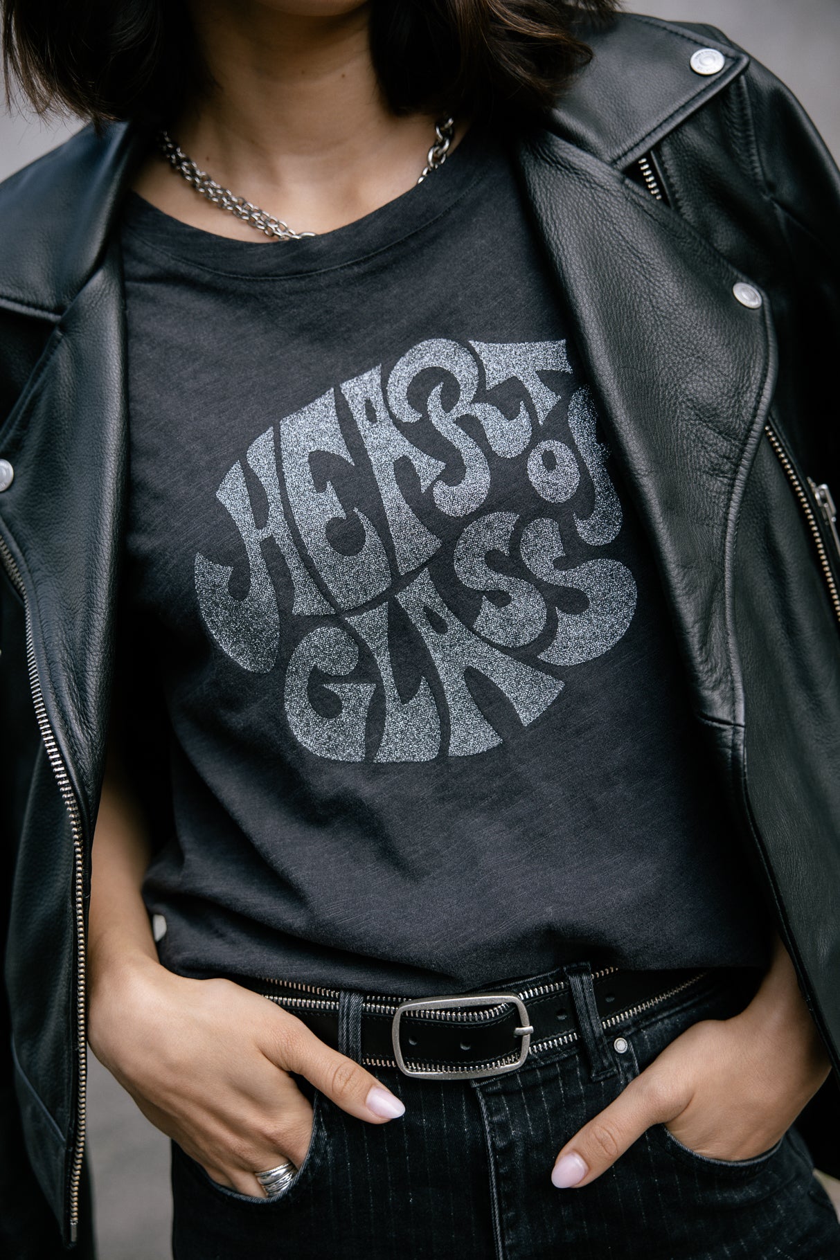 T-shirt imprimé paillettes Frau Telyssia Heart of Glass asphalte | Freeman T. Porter