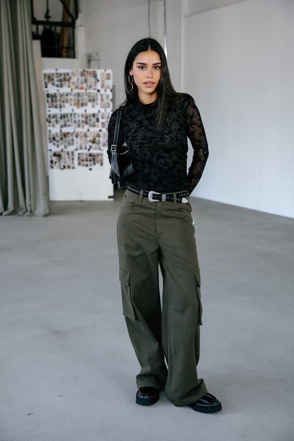 Top en résille imprimée Femme Thylane Flowers black | Freeman T. Porter