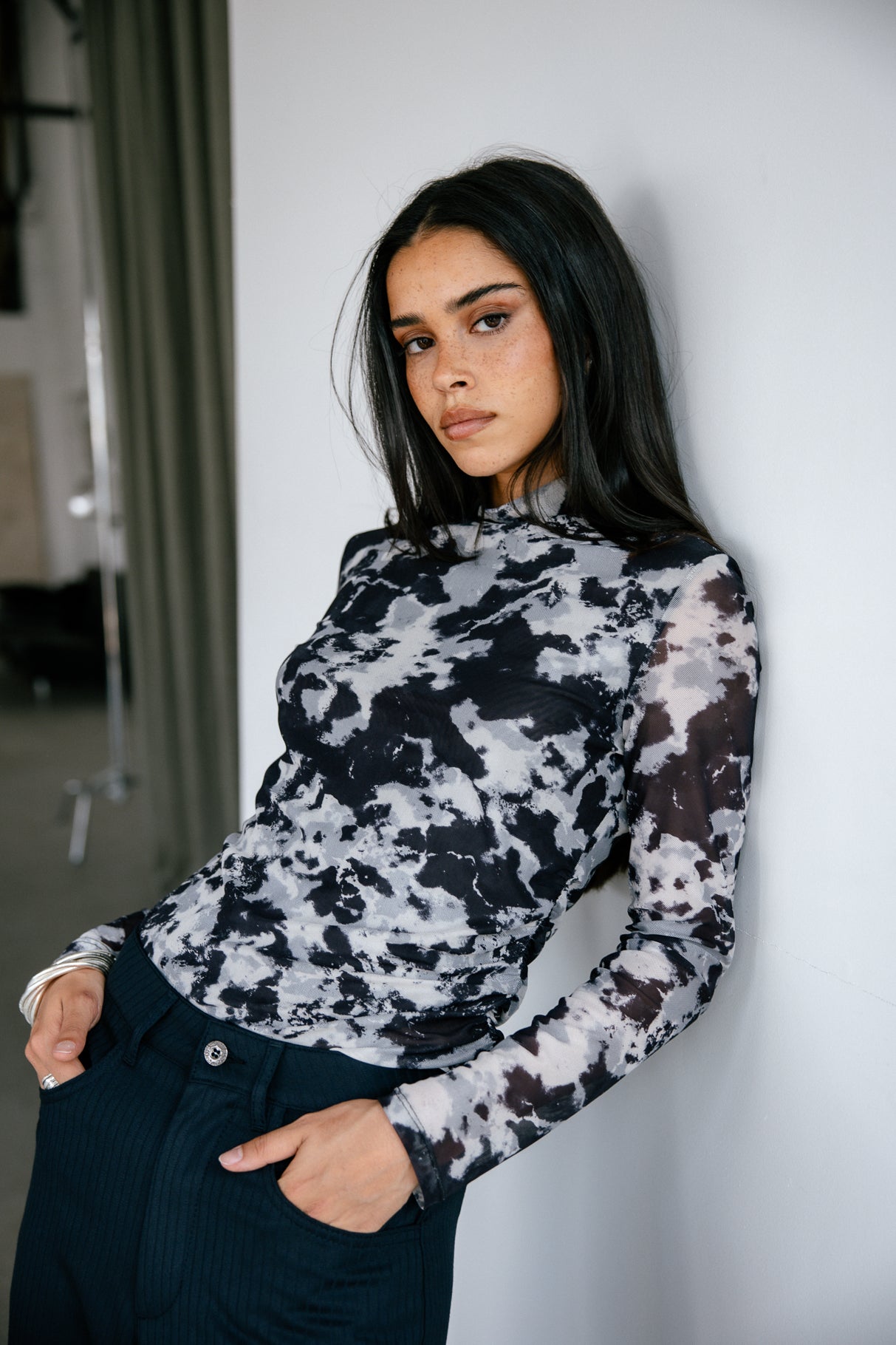 Top en résille imprimée Woman Thylane Abstract original | Freeman T. Porter