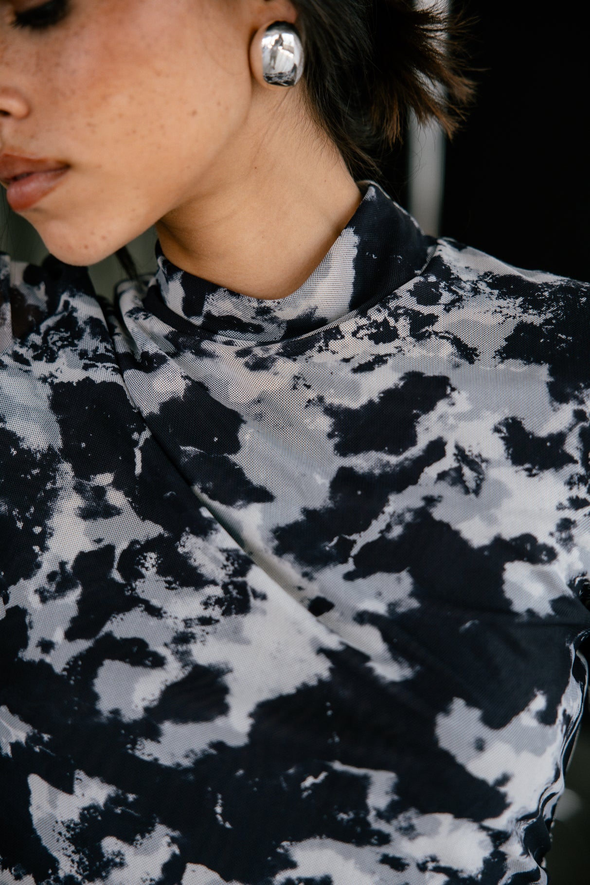 Top en résille imprimée Woman Thylane Abstract original | Freeman T. Porter