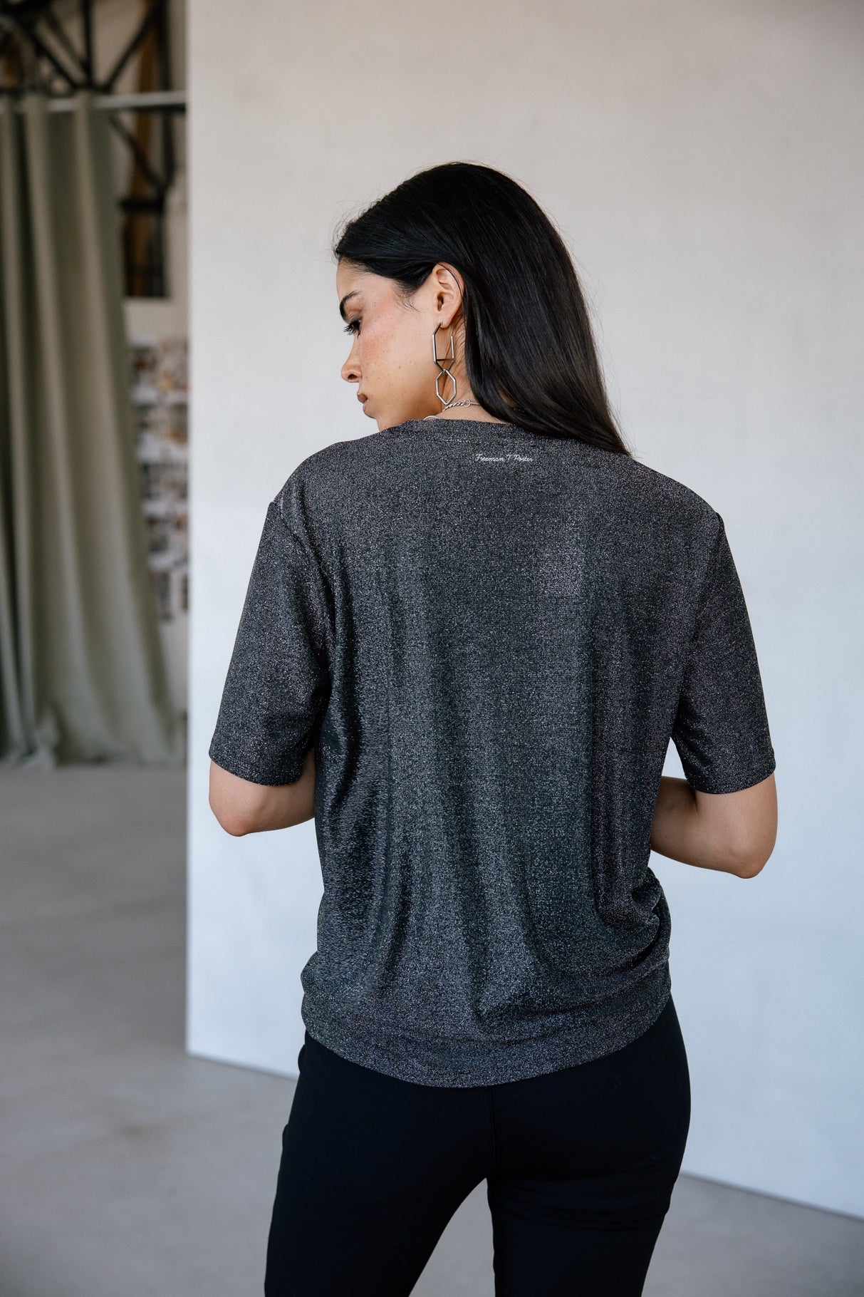 T-shirt lurex Femme Tachina Shiny gun metal | Freeman T. Porter