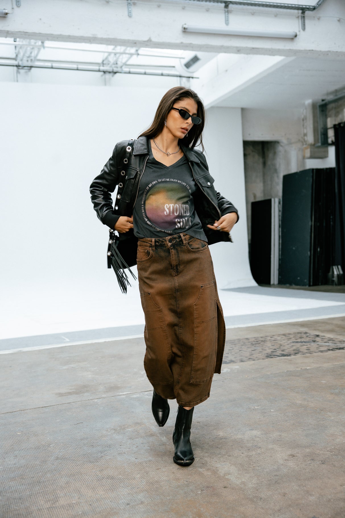 T-shirt imprimé Femme Thomsen Stoned Soul old black | Freeman T. Porter