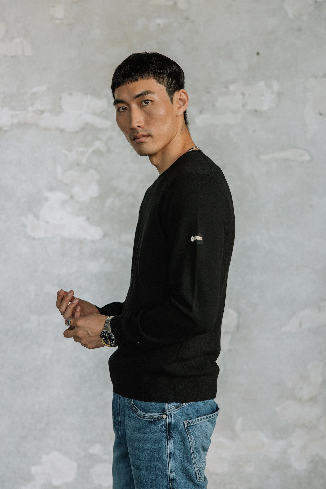 Pull col rond Hombres Sonny Macau black | Freeman T. Porter