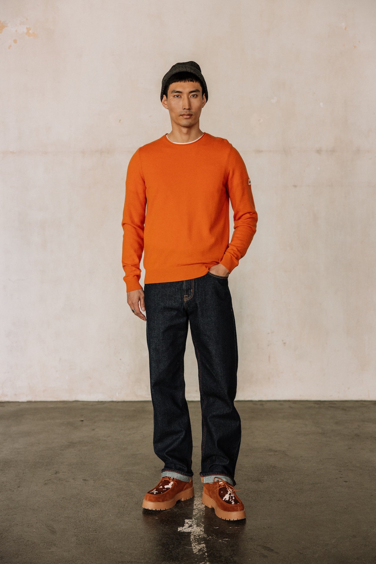 Pull col rond Hombres Sonny Macau burnt orange | Freeman T. Porter