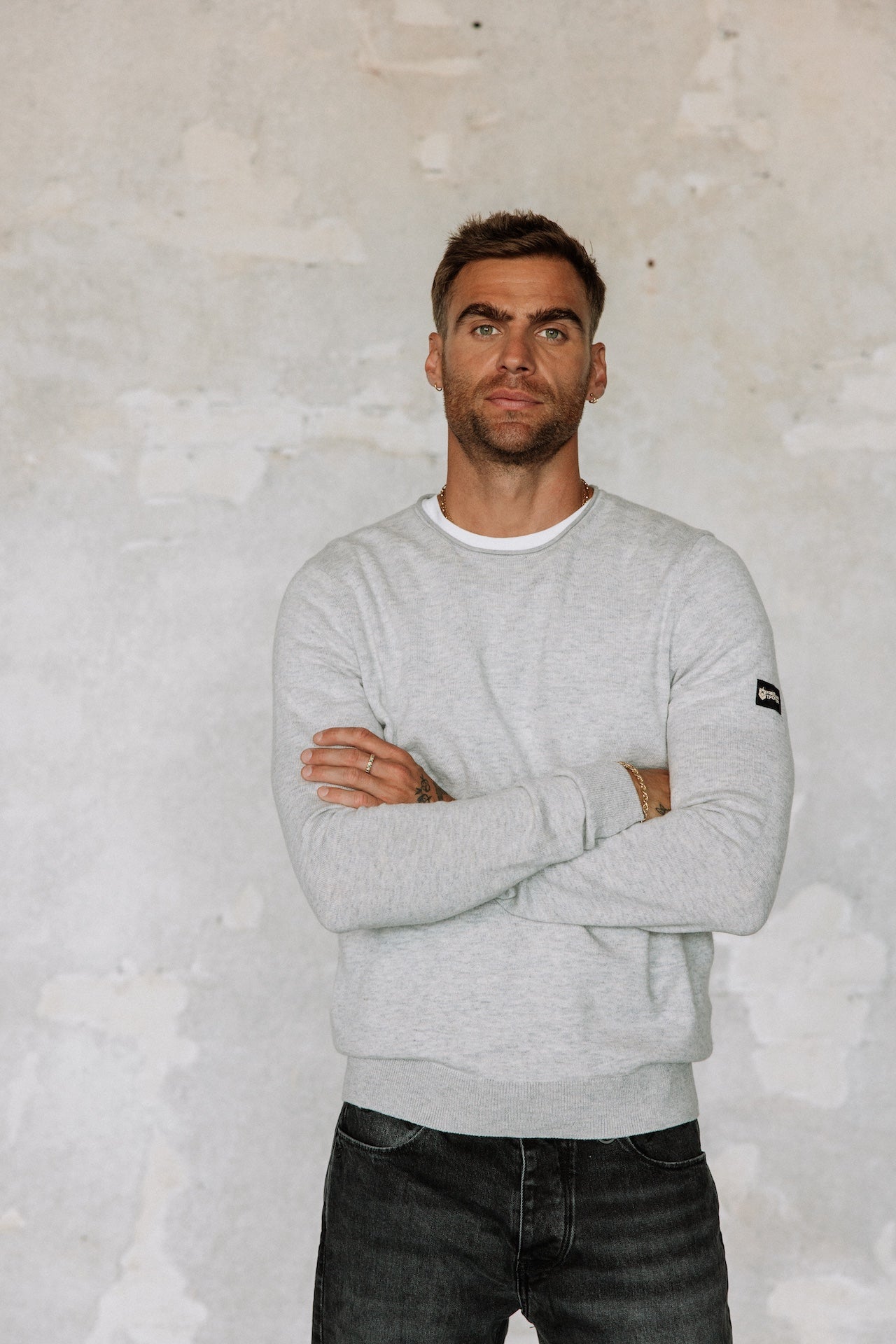 Pull col rond Hombres Sonny Macau melanged grey | Freeman T. Porter