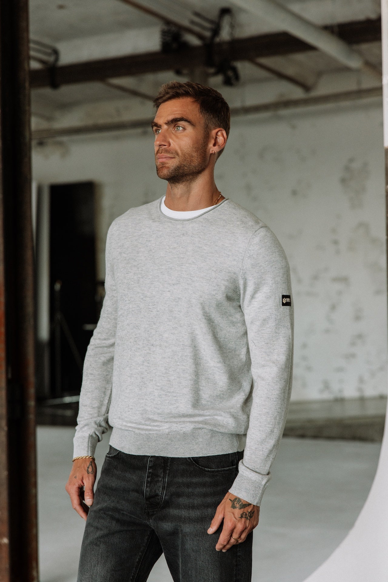 Pull col rond Hombres Sonny Macau melanged grey | Freeman T. Porter