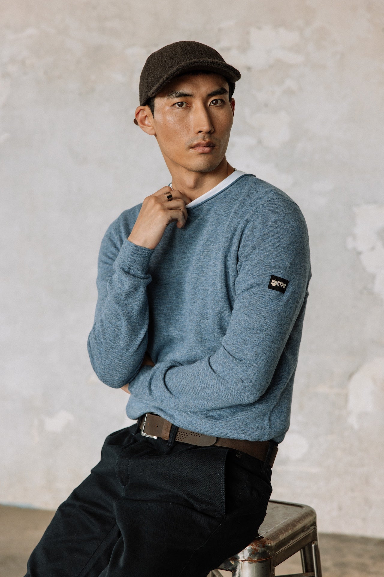 Pull col rond Hombres Sonny Macau indigo | Freeman T. Porter
