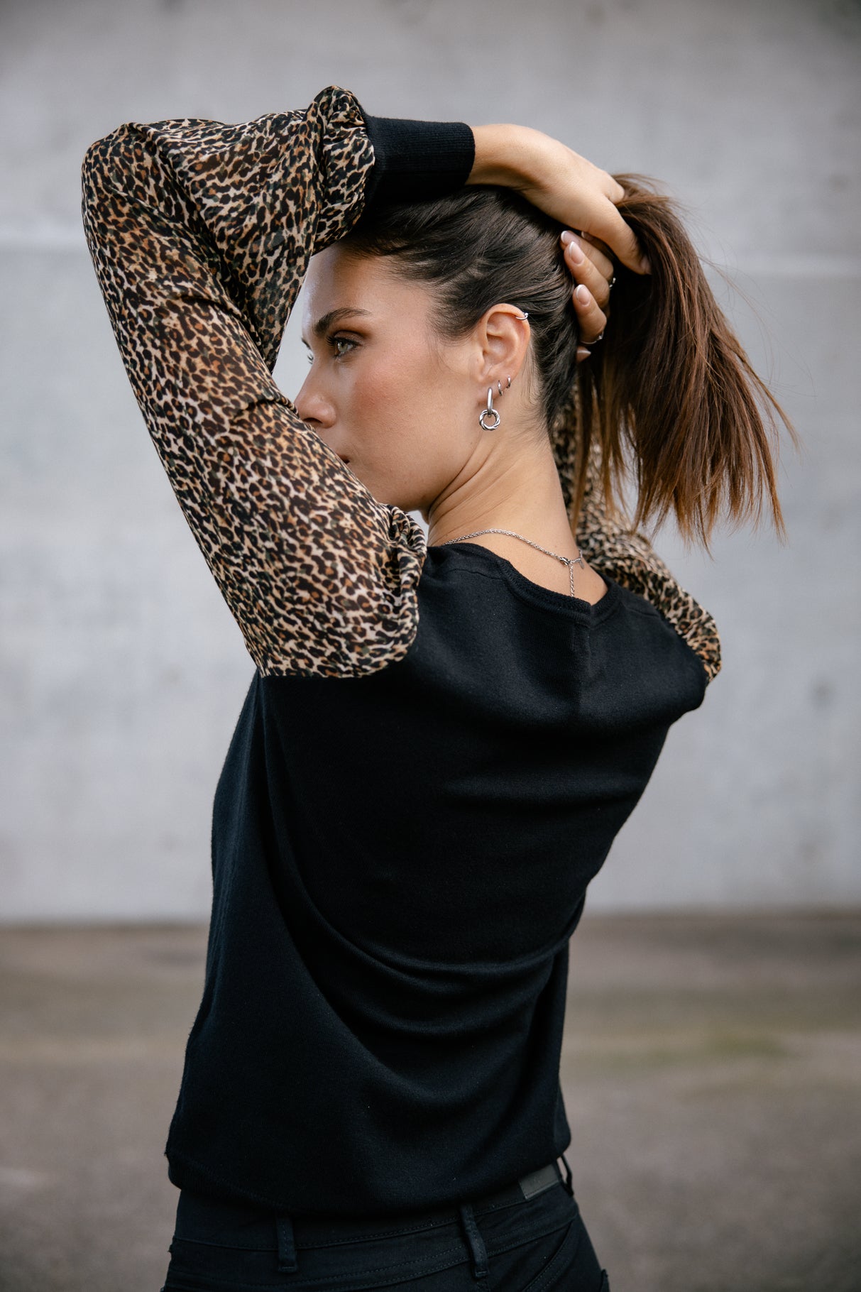 Pull manches voile Woman Laonie Soft Leo black | Freeman T. Porter
