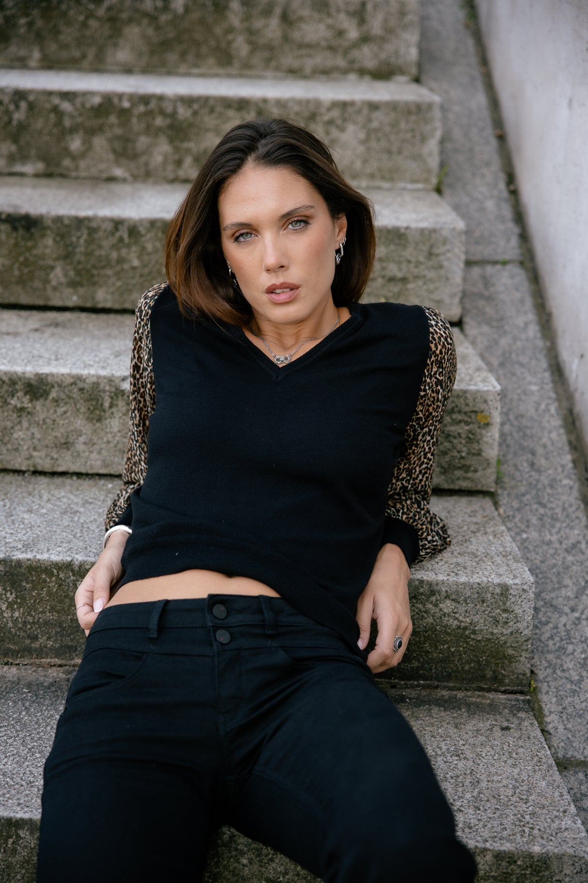 Pull manches voile Woman Laonie Soft Leo black | Freeman T. Porter
